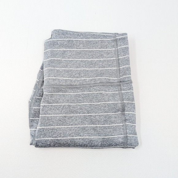 Athleta Womens Grey White Striped Performance Leggings Size S Heathered Active - Picture 3 of 7